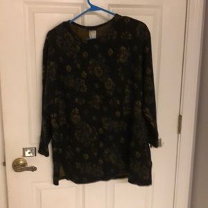 Black Warm Floral Print Top